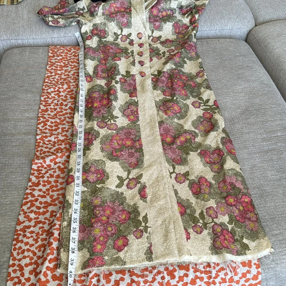 Custom handmade gold floral roses sparkle dress one of a kind small -medium fit - Picture 10 of 17